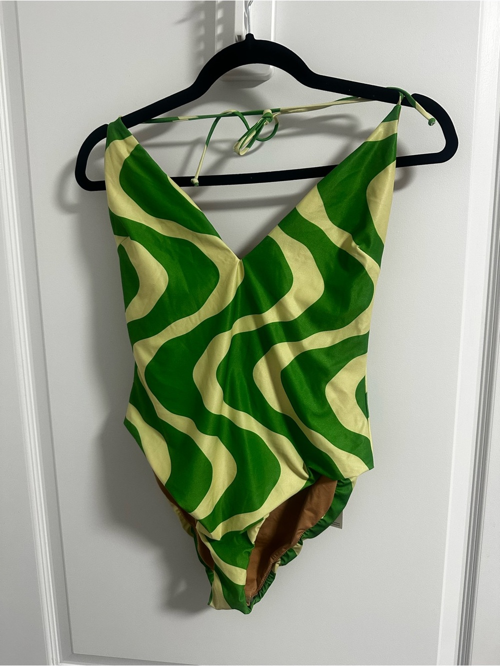 OAS Green and Cream Swirl One-Piece Swimsuit